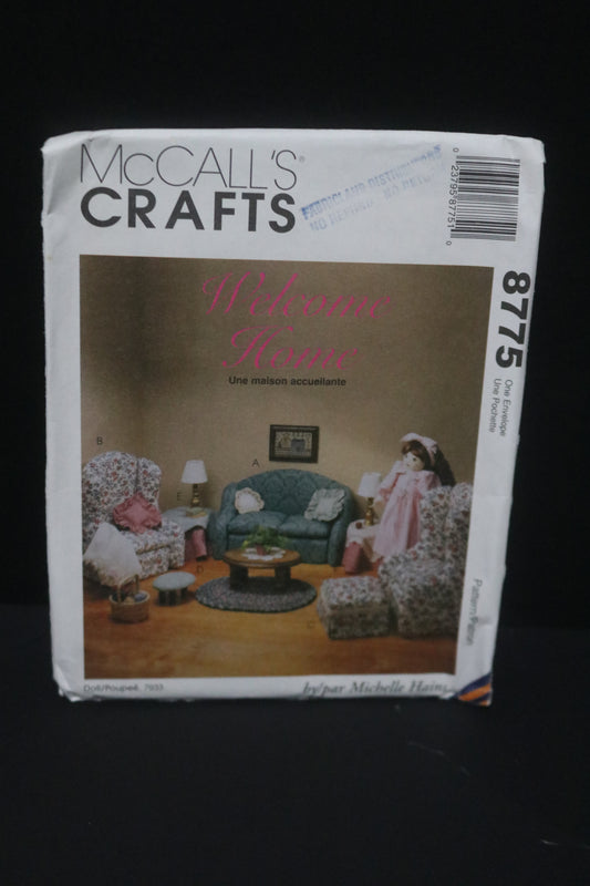 McCalls 8775 Doll Furniture for 18" Dolls Sewing Pattern - UNCUT