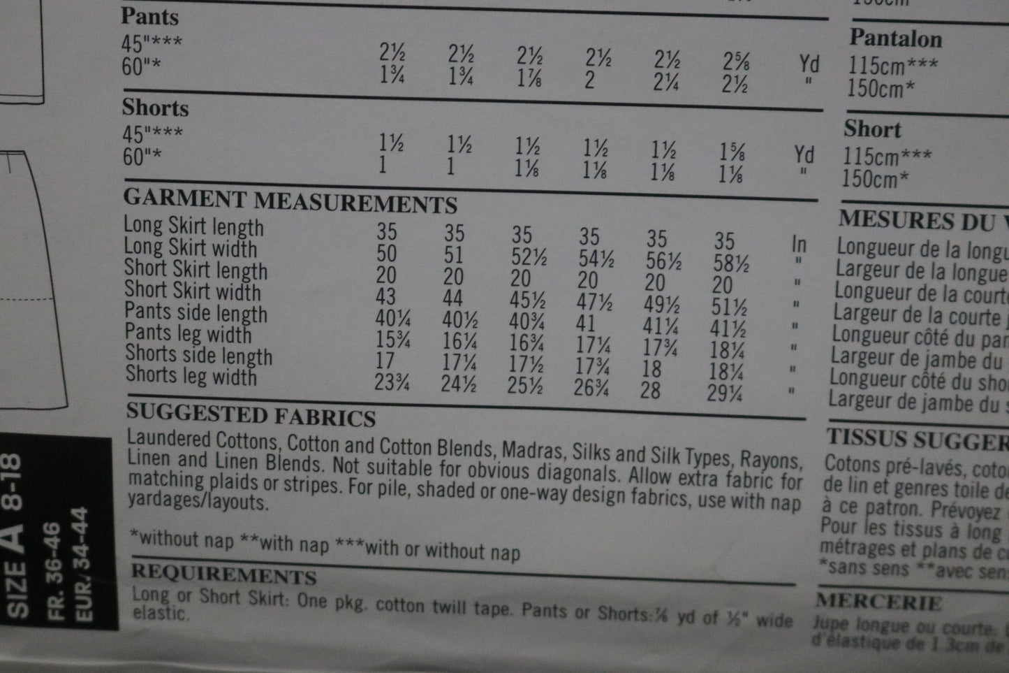 New Look 6637 Misses Pants Shorts and Skirts  Sewing Pattern - UNCUT -  Size 8 - 18