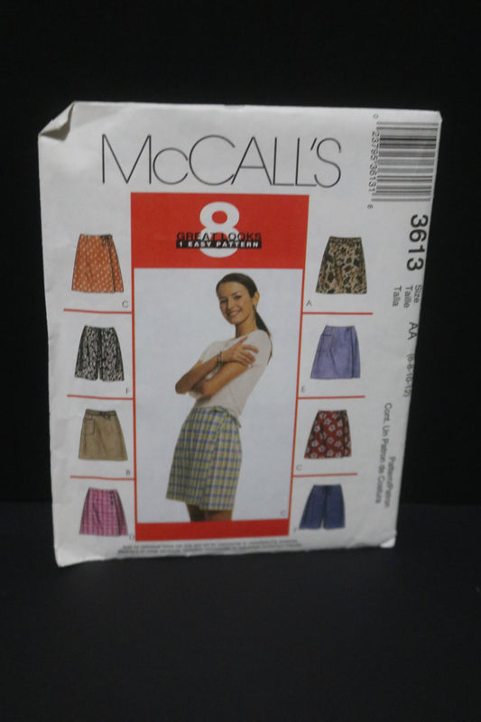 McCalls 3613 Misses Skorts Sewing Pattern - UNCUT - Size 6 8 10 12