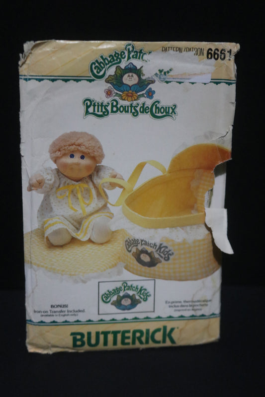 Butterick 6661 Cabbage Patch Kids Bed Carrier Sewing Pattern  UNCUT