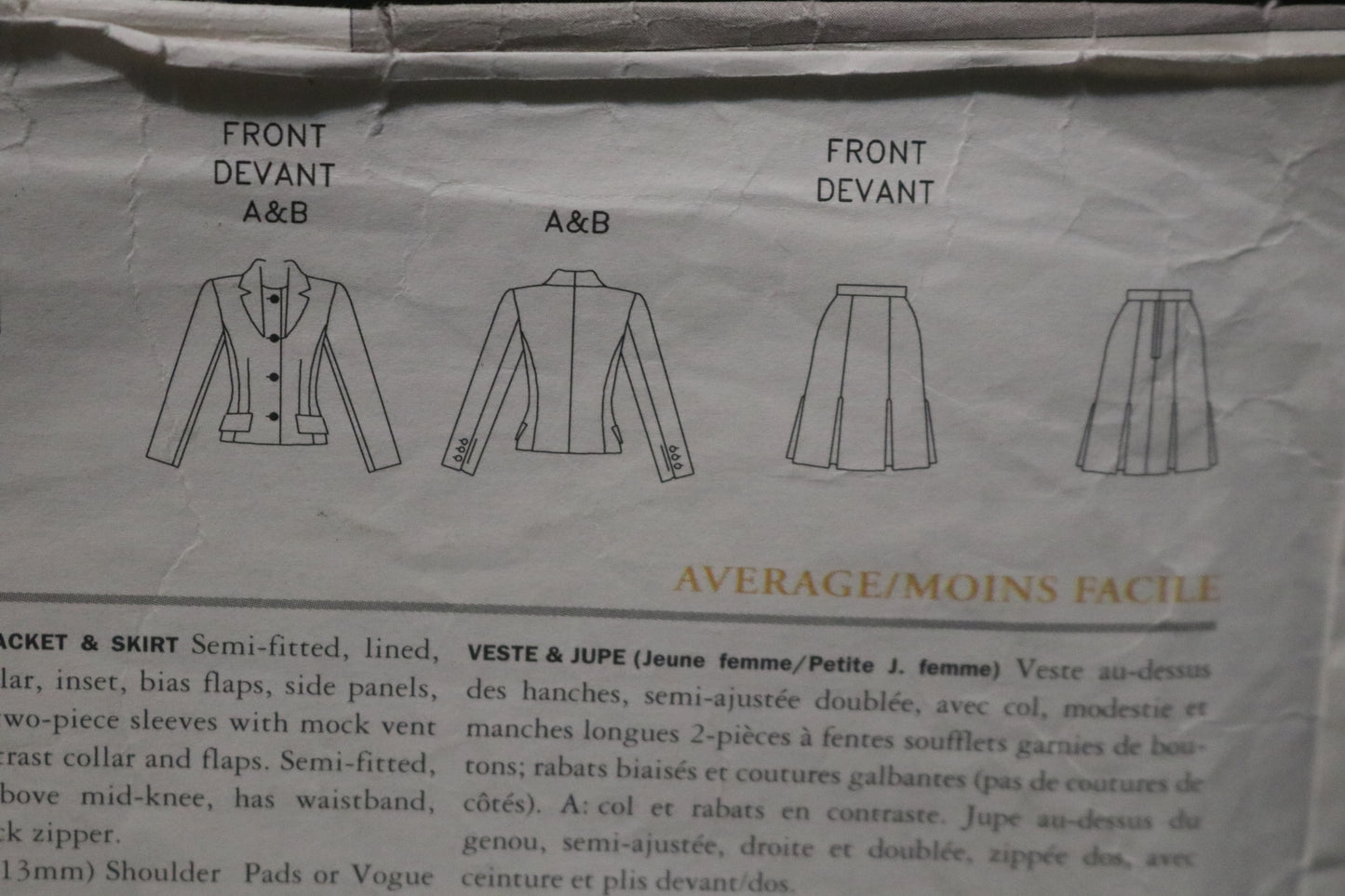 Vogue 1988 Bill Blass  Misses Jacket and Skirt Sewing Pattern - UNCUT -  Size 6 8 10