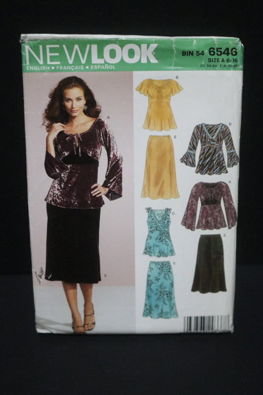 New Look 6546 Misses Top and Skirt Sewing Pattern UNCUT - Size 6 - 16