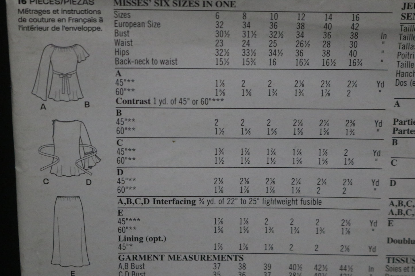 New Look 6546 Misses Top and Skirt Sewing Pattern UNCUT - Size 6 - 16