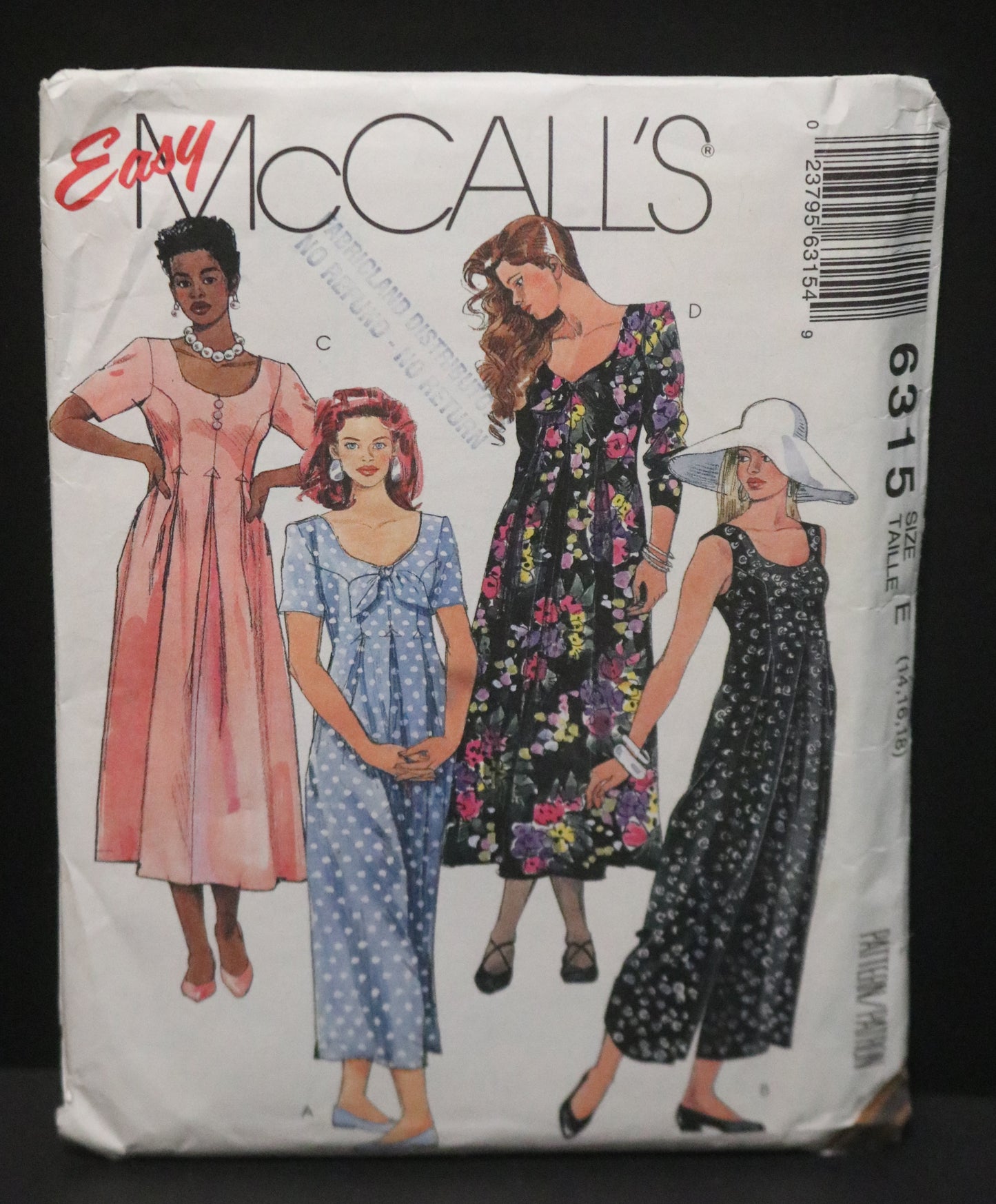 McCalls 6315 Misses Jumpsuit and Dress Sewing Pattern UNCUT Size 14 16 18