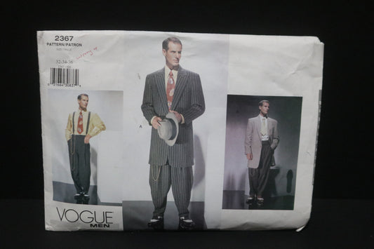 Vogue 2367 Mens Zoot Suit  Sewing Pattern - UNCUT Size 32 34 36