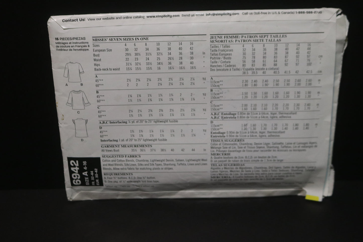 New Look 6942 Misses Jacket  Sewing Pattern UNCUT Size 4 - 16