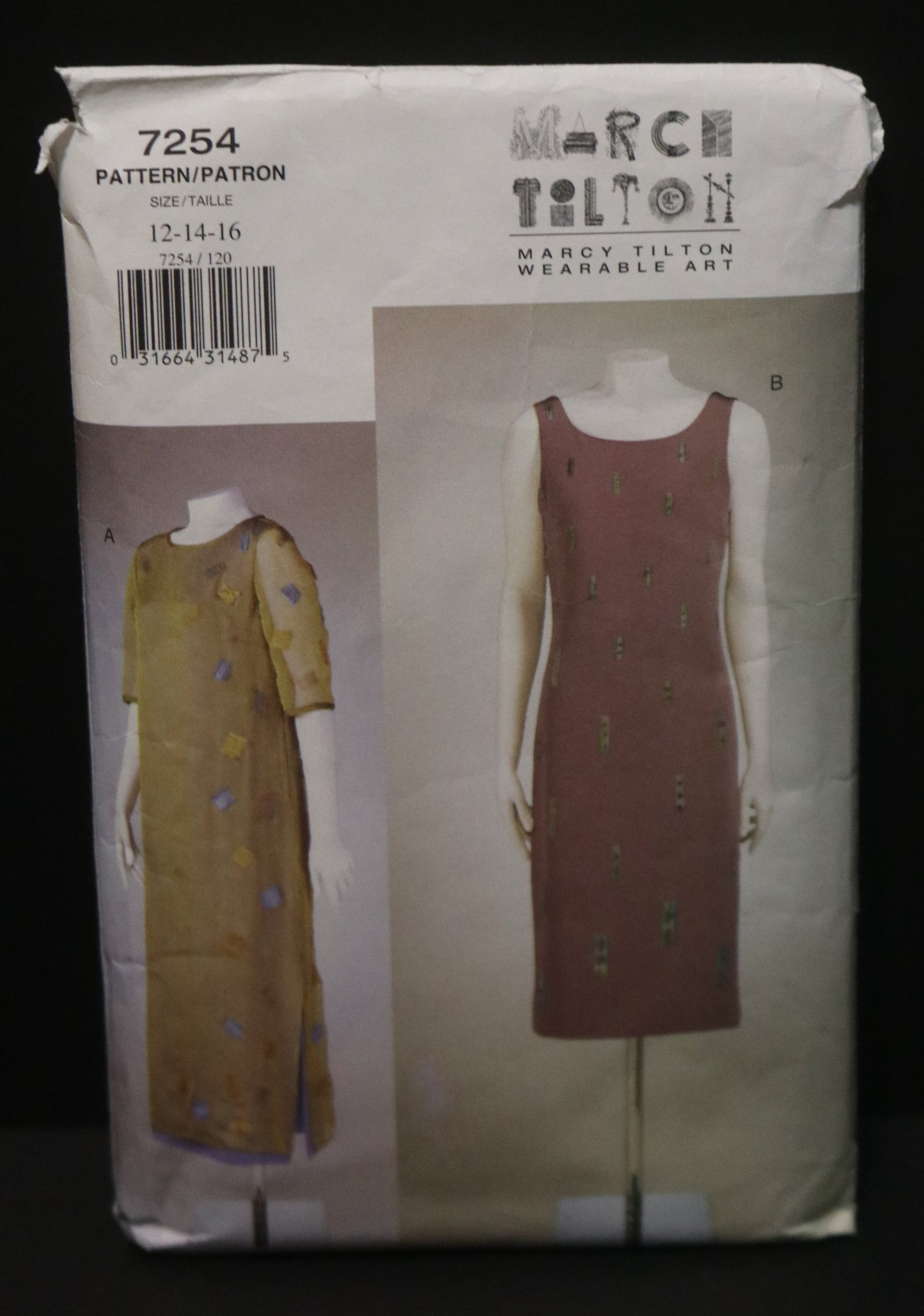 Vogue 7254 Marcy Tilton Misses / Miss Petite Dress Sewing Pattern - UNCUT Size 12 14 16