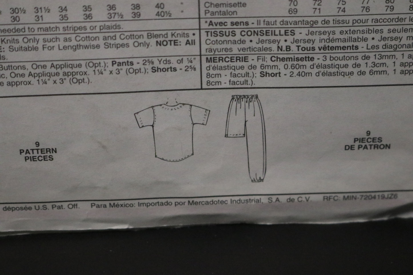 McCalls 6543 French Toast Children's and Boys Top Pants and Shorts Baseball Uniform Sewing Pattern - UNCUT - Size 2 3 4