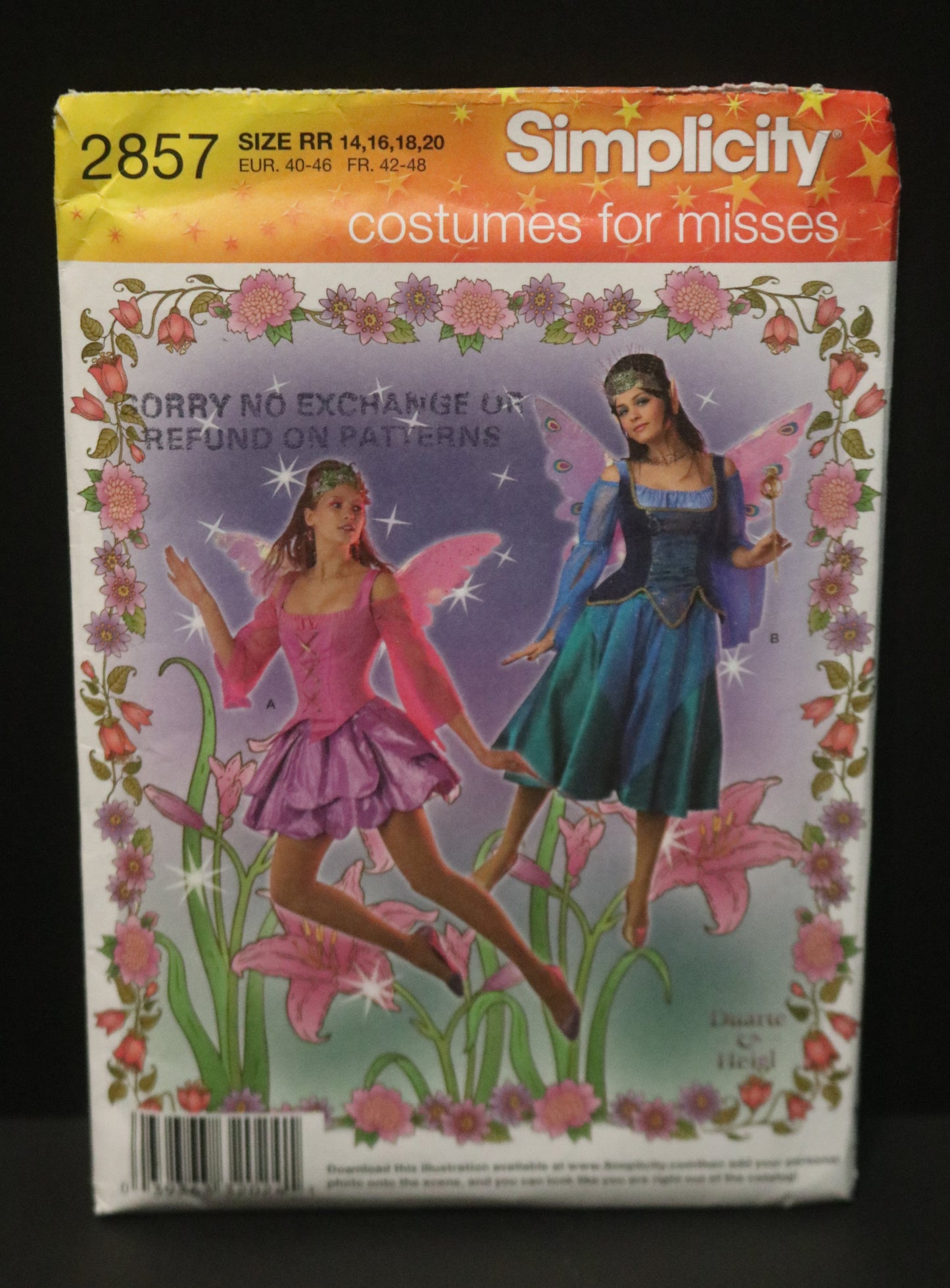Simplicity 2857 Misses Costumes and Wings Sewing Pattern - UNCUT - Size 14 16 18 20