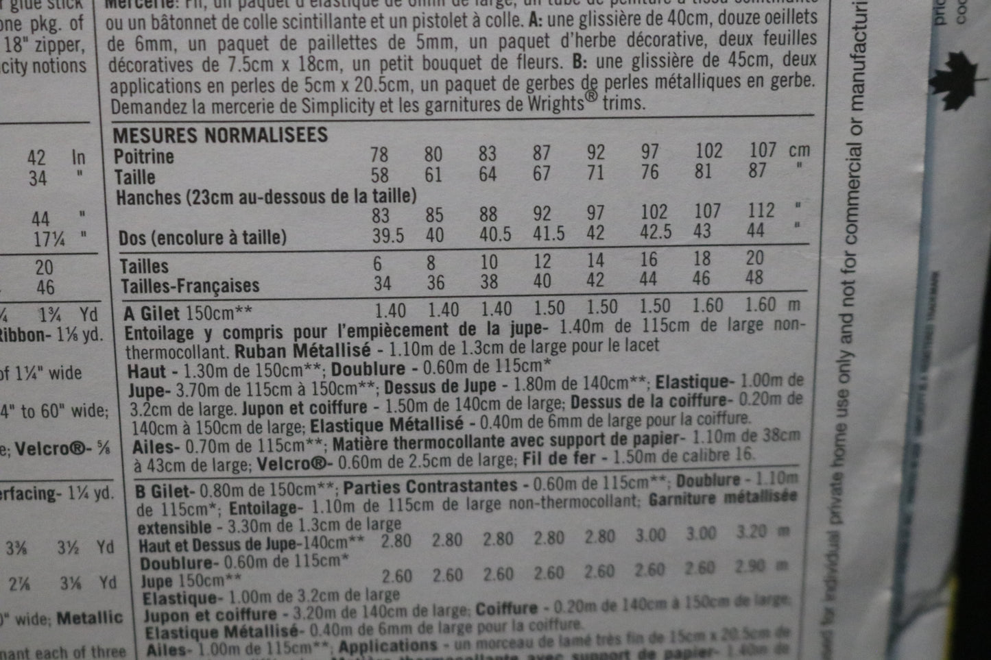 Simplicity 2857 Misses Costumes and Wings Sewing Pattern - UNCUT - Size 14 16 18 20