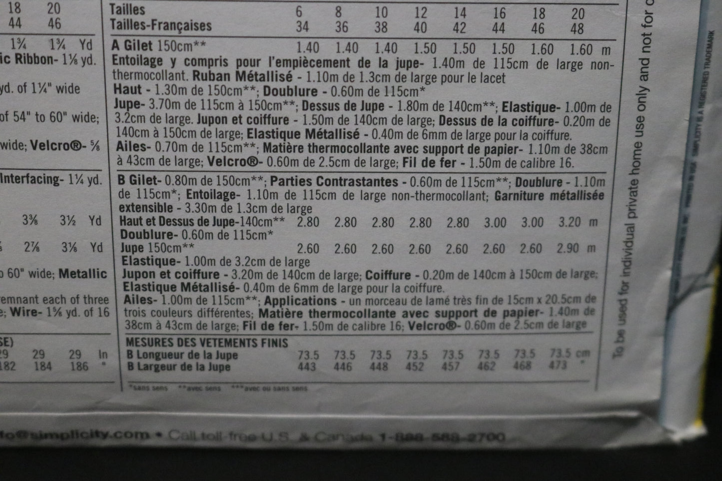 Simplicity 2857 Misses Costumes and Wings Sewing Pattern - UNCUT - Size 14 16 18 20