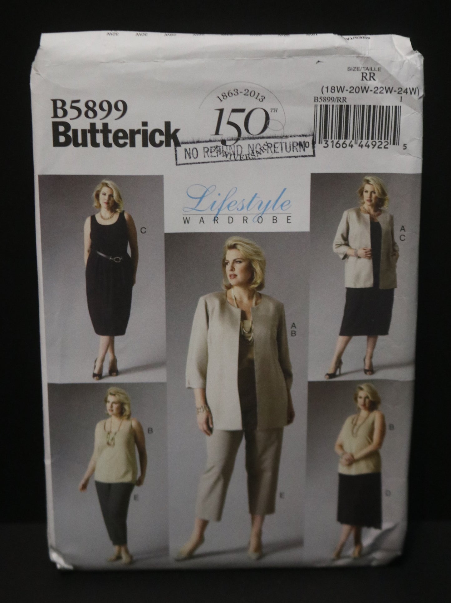 Butterick 5899 Womens Jacket Top Dress Skirt and Pants Sewing Pattern - UNCUT - Size 18w 20w 22w 24w