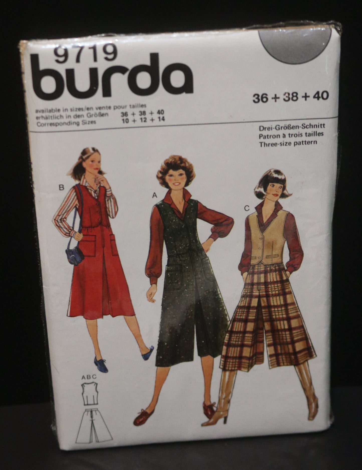 Burda 9719 Misses Vest and Pantskirt Sewing Pattern - UNCUT Size 10 12 14