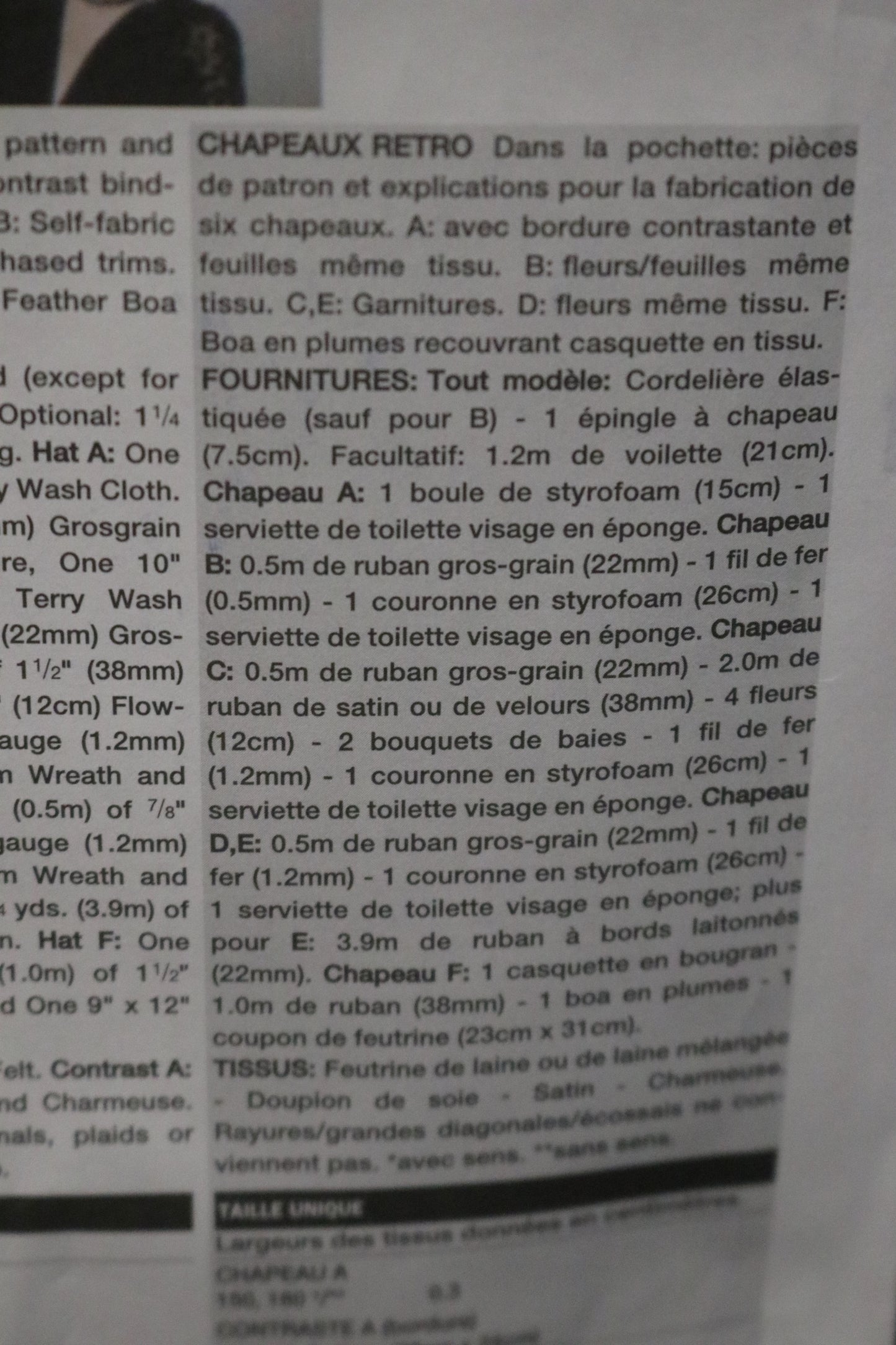 Vogue 7325 Misses Vintage Hats Sewing Pattern - UNCUT