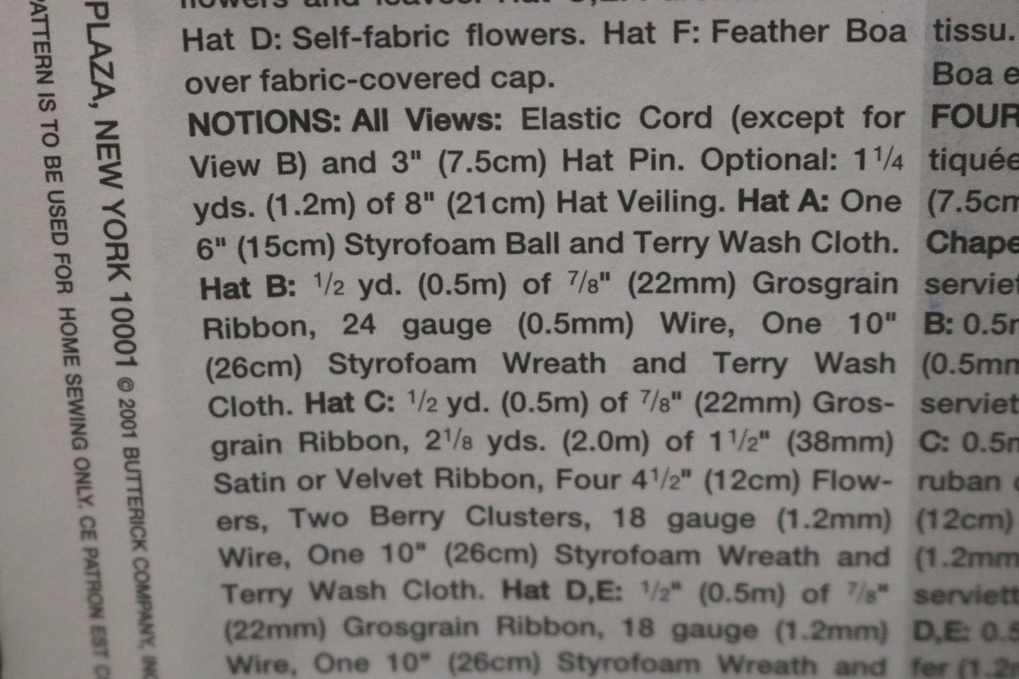 Vogue 7325 Misses Vintage Hats Sewing Pattern - UNCUT