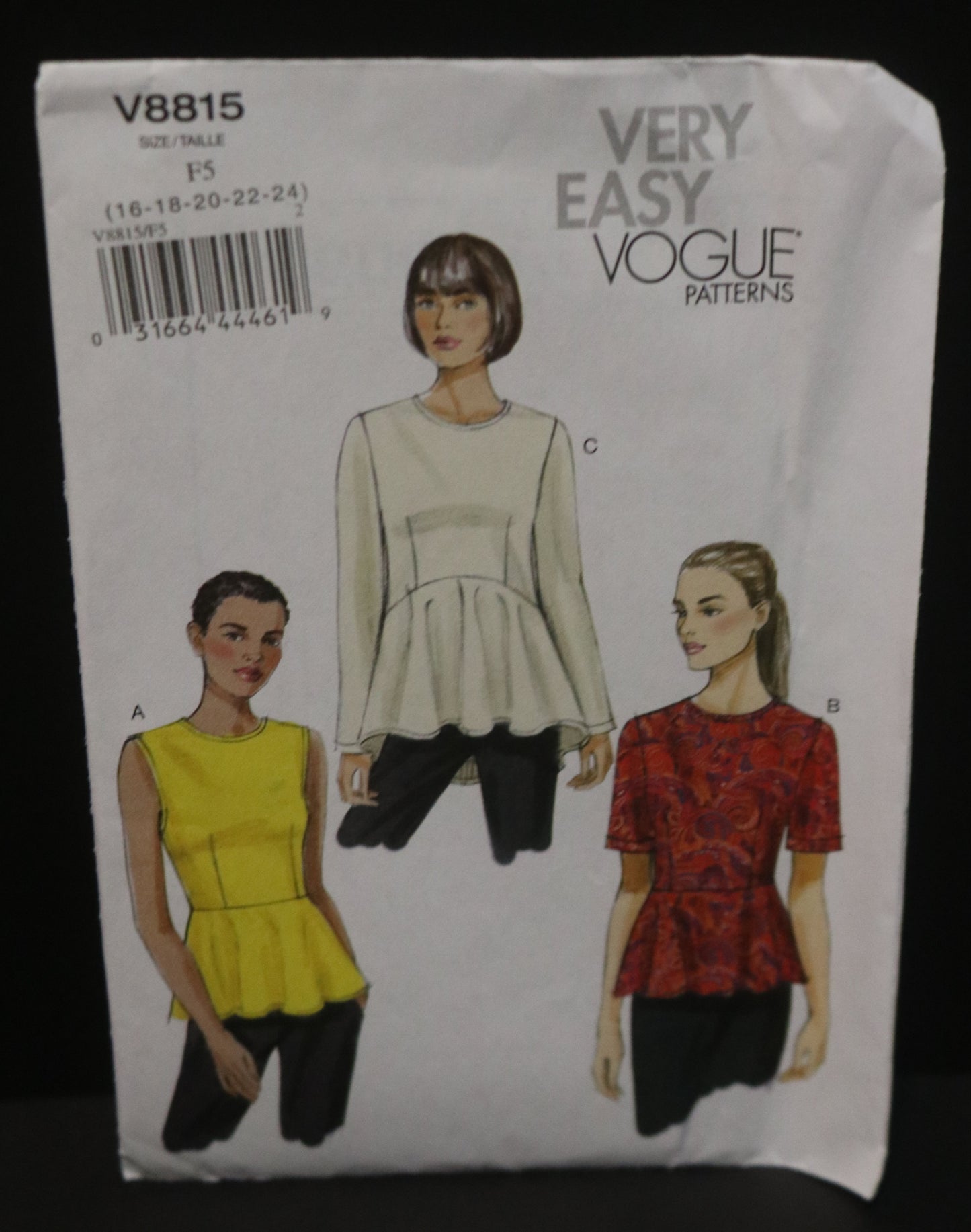 Vogue 8815 Misses Top Sewing Pattern - UNCUT - Size 16 18 20 22 24