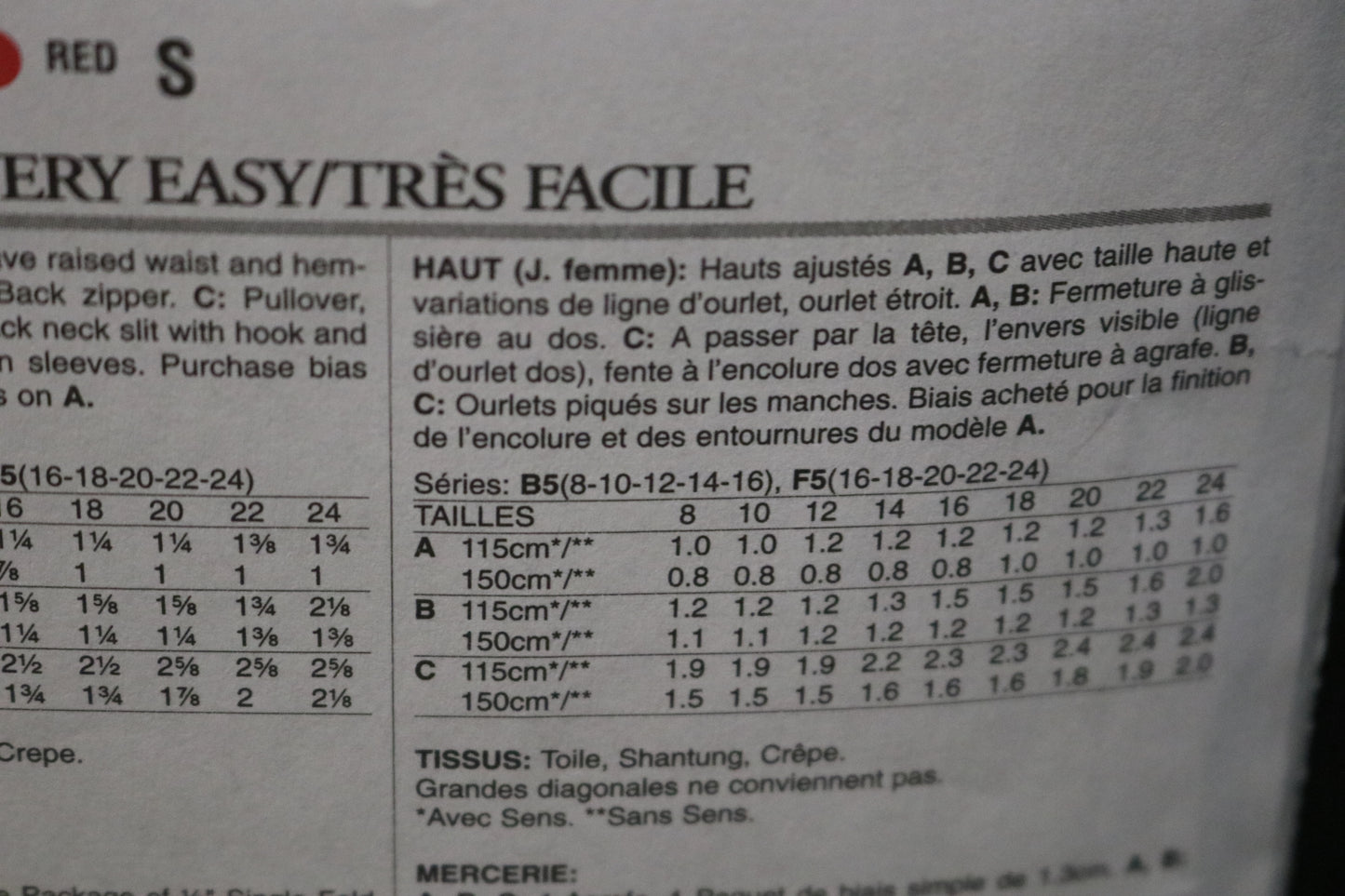 Vogue 8815 Misses Top Sewing Pattern - UNCUT - Size 16 18 20 22 24