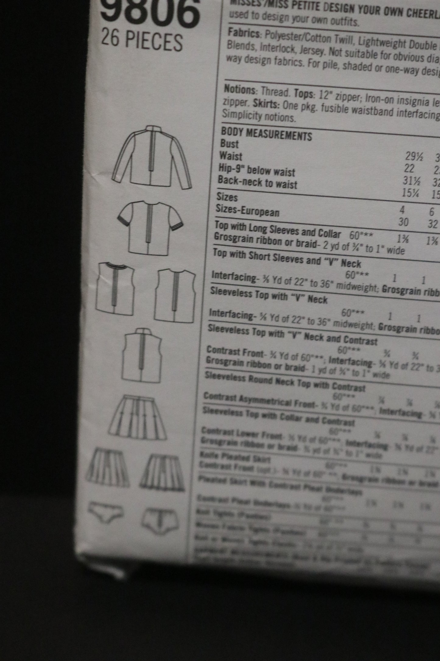 SImplicity 9806 Misses / Miss Petite Design Your Own Cheerleader Outfits Costumes Sewing Pattern - UNCUT - Size 4 6 8