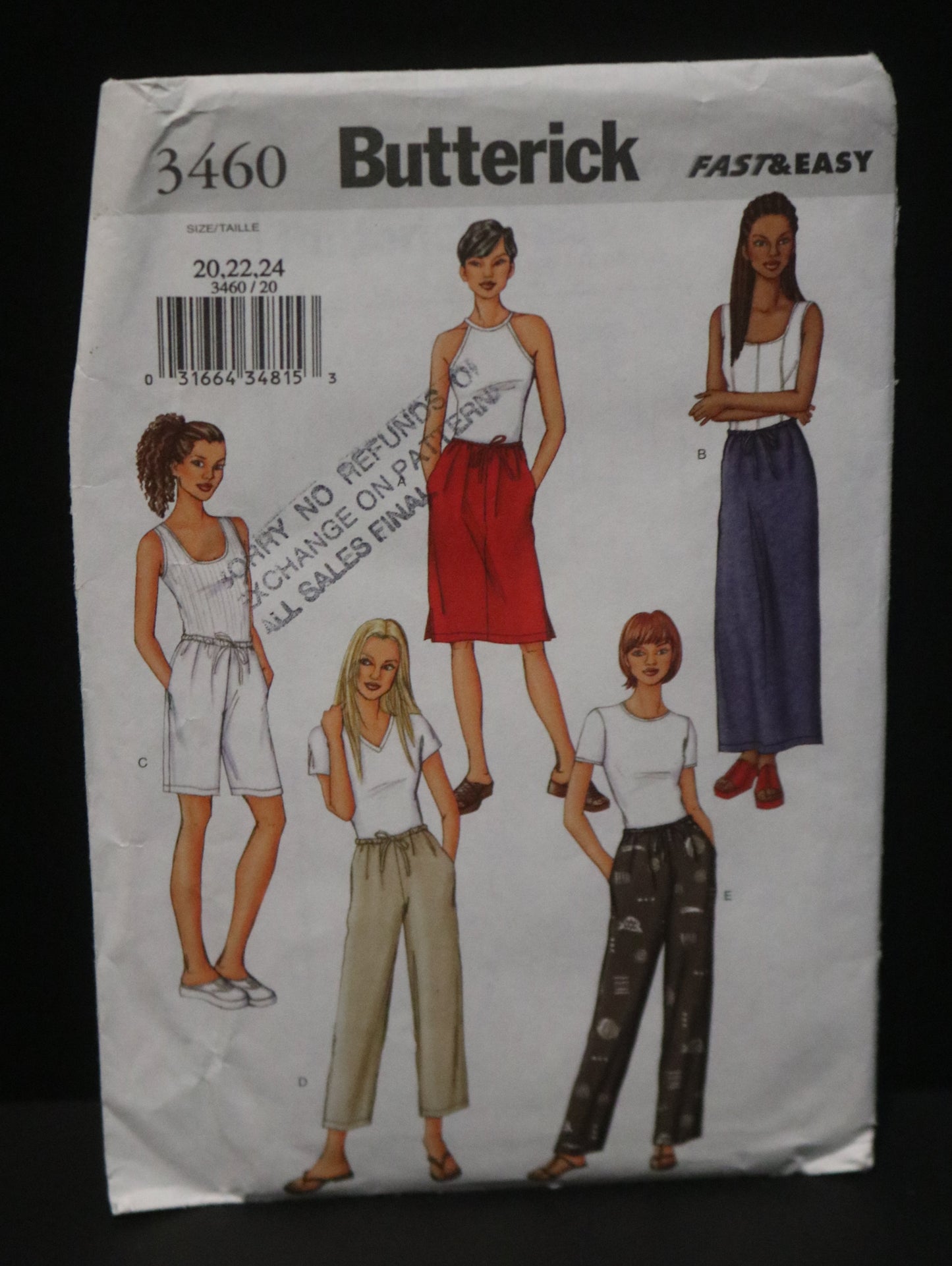 Butterick 3460 Misses / Misses Petite Skirt Shorts and Pants Sewing Pattern - UNCUT - Size 20 22 24
