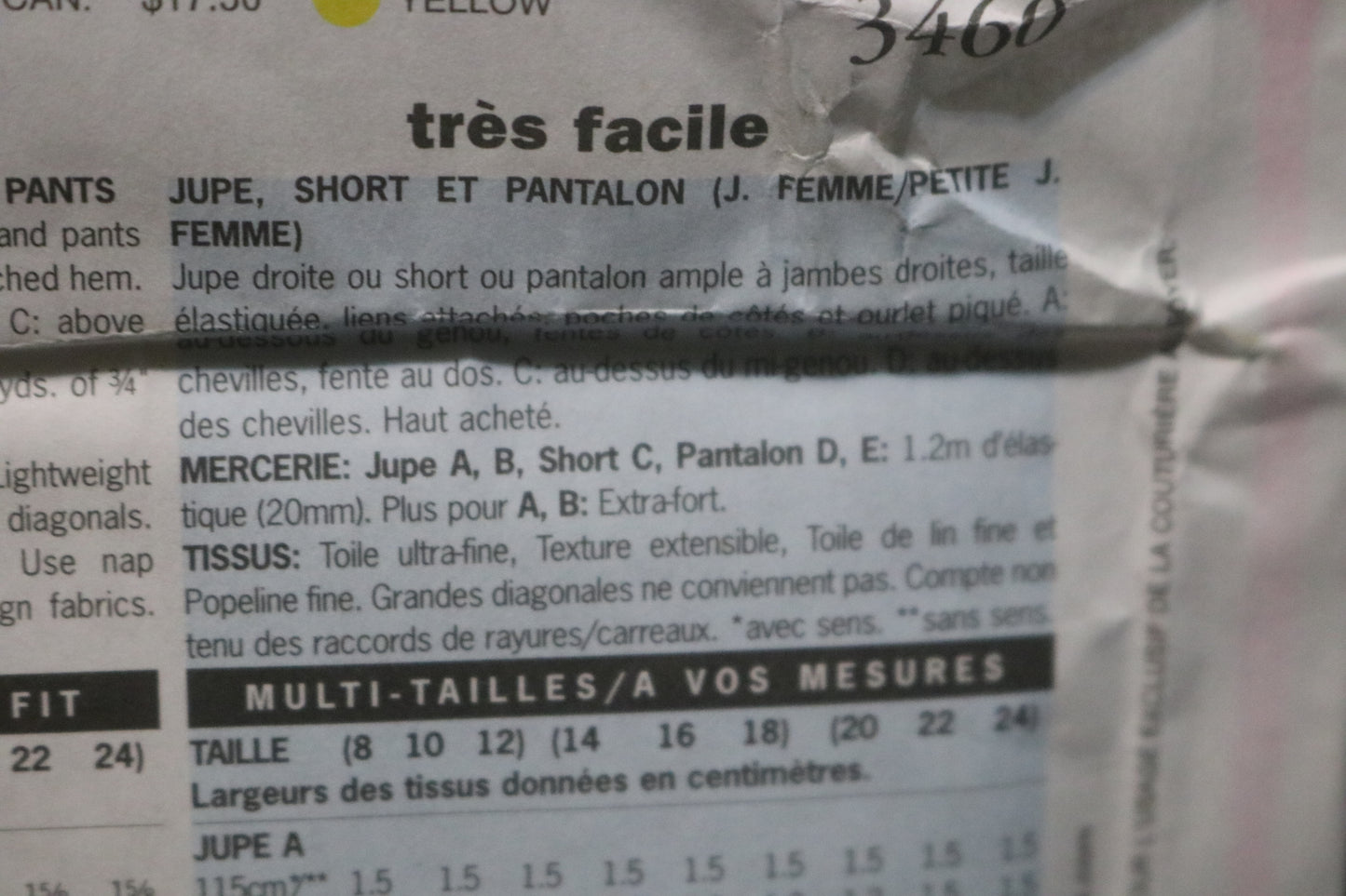 Butterick 3460 Misses / Misses Petite Skirt Shorts and Pants Sewing Pattern - UNCUT - Size 20 22 24