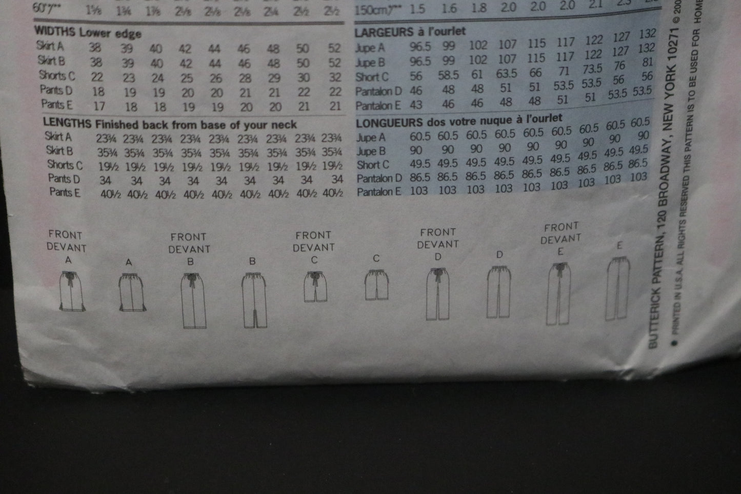 Butterick 3460 Misses / Misses Petite Skirt Shorts and Pants Sewing Pattern - UNCUT - Size 20 22 24