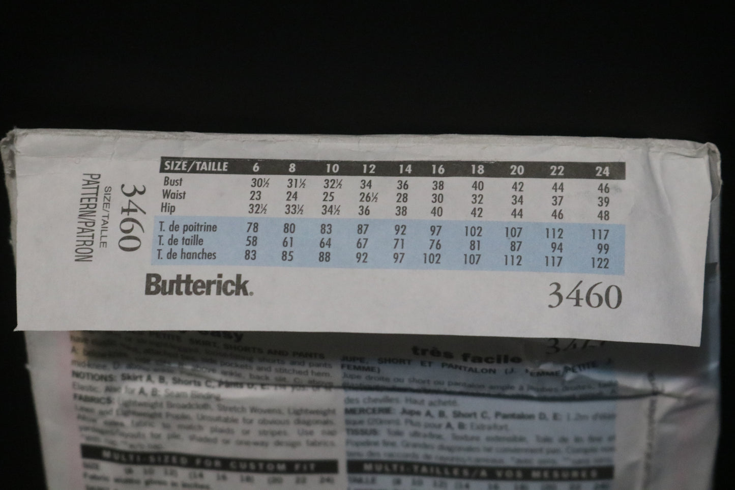 Butterick 3460 Misses / Misses Petite Skirt Shorts and Pants Sewing Pattern - UNCUT - Size 20 22 24