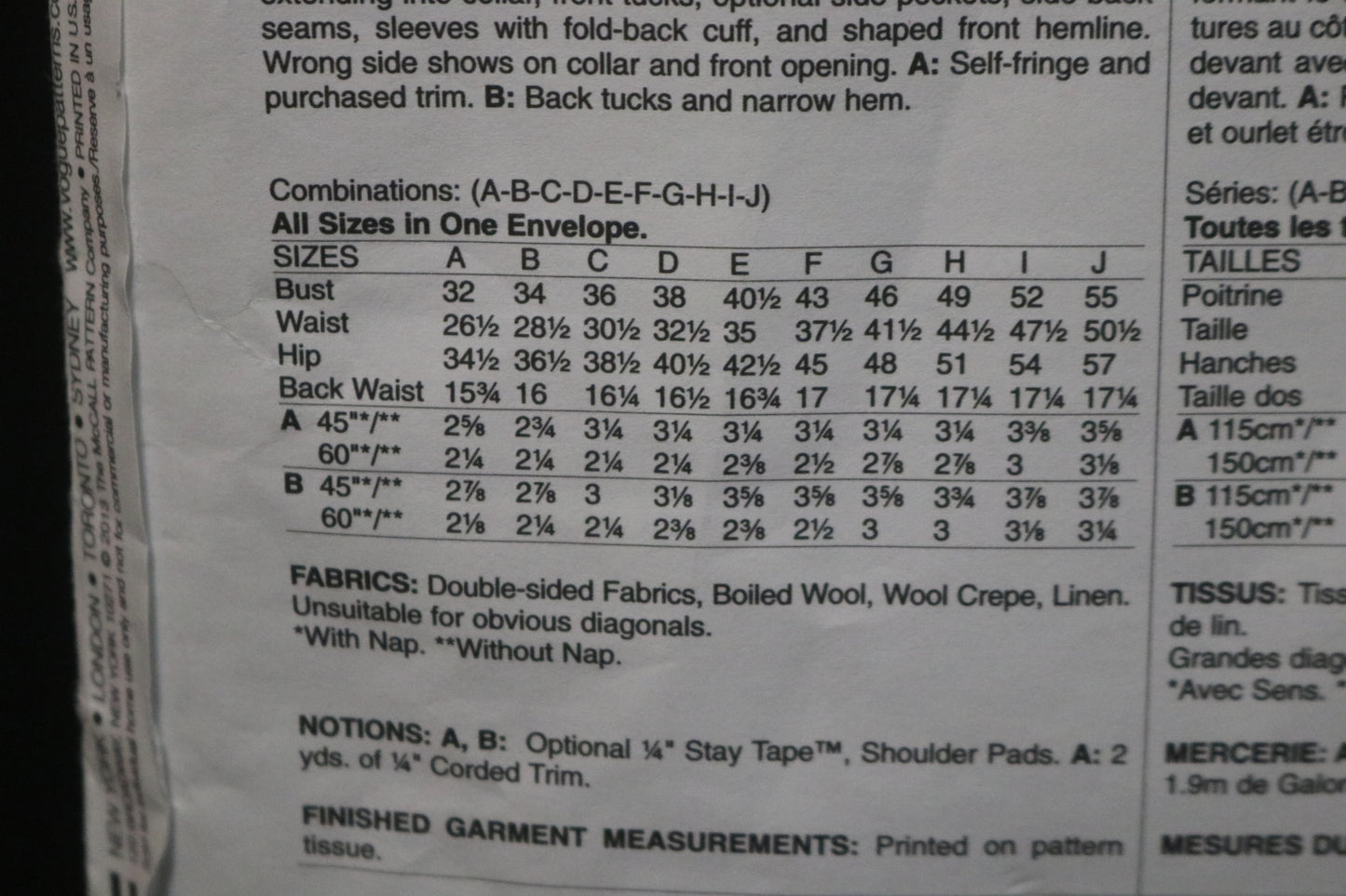 Vogue 1364 Sandra Betzina Misses Jacket Sewing Pattern - UNCUT - Size A B C D E F G H I J
