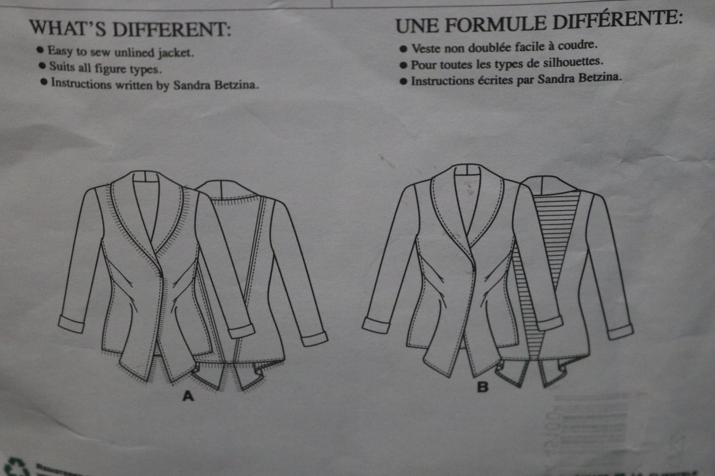 Vogue 1364 Sandra Betzina Misses Jacket Sewing Pattern - UNCUT - Size A B C D E F G H I J