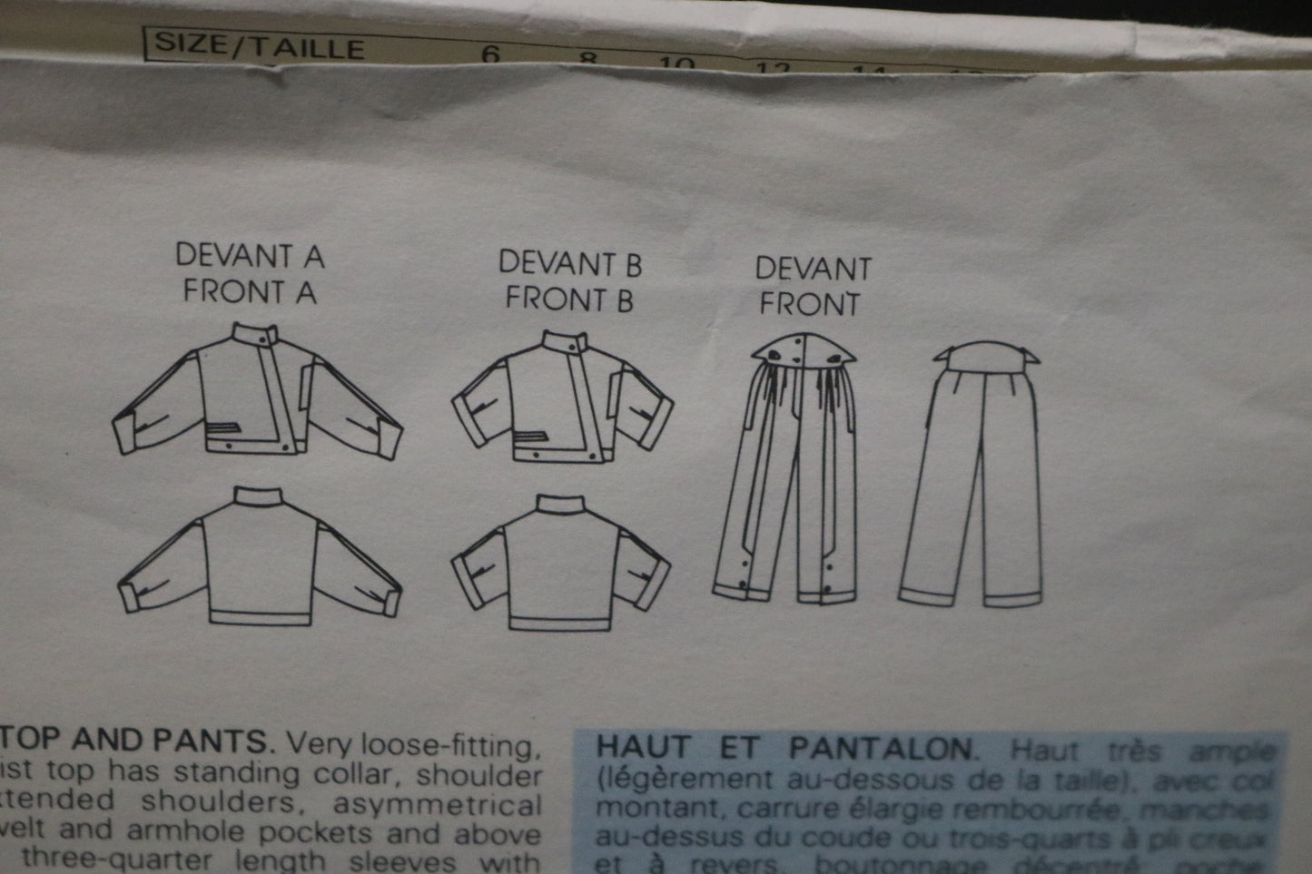 Vogue 1382 Claude Montana Misses Top and Pants Sewing Pattern - UNCUT - Size 10