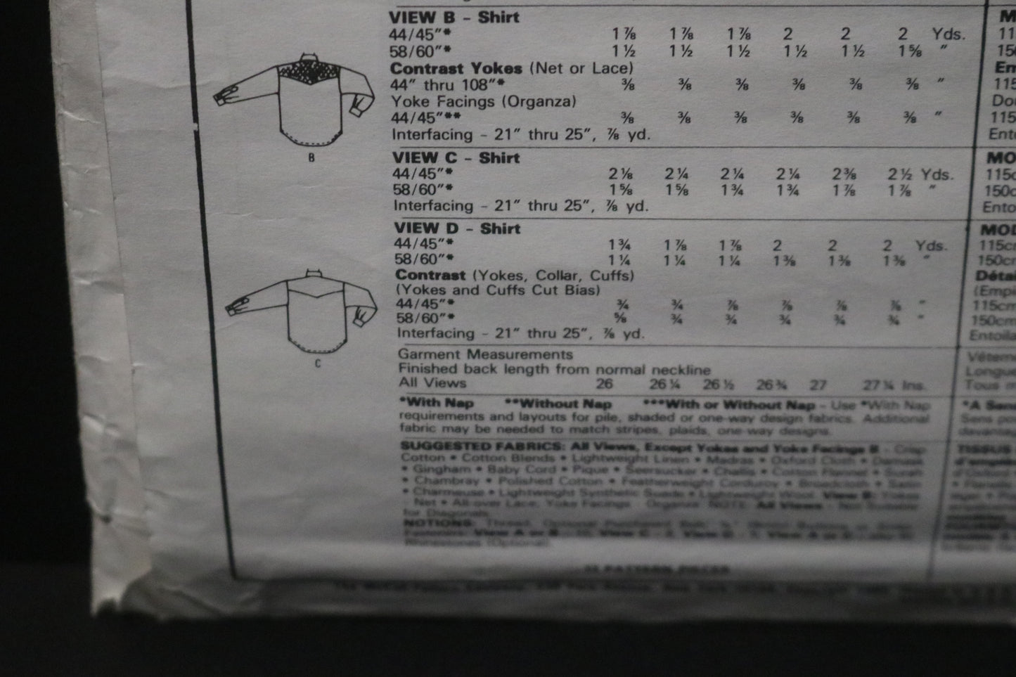 McCalls 2218 Misses Shirt Sewing Pattern UNCUT - Size 12