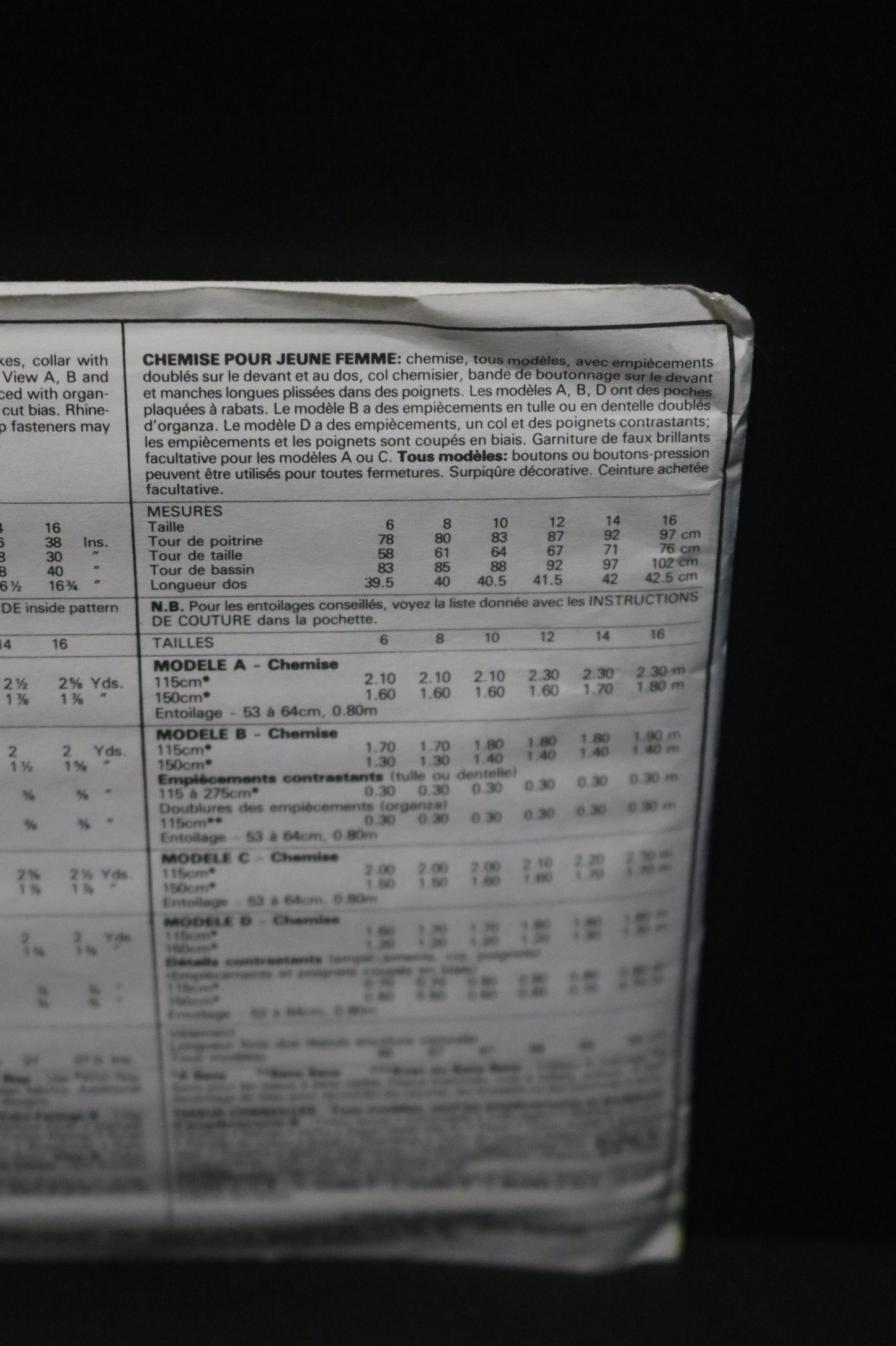 McCalls 2218 Misses Shirt Sewing Pattern UNCUT - Size 12