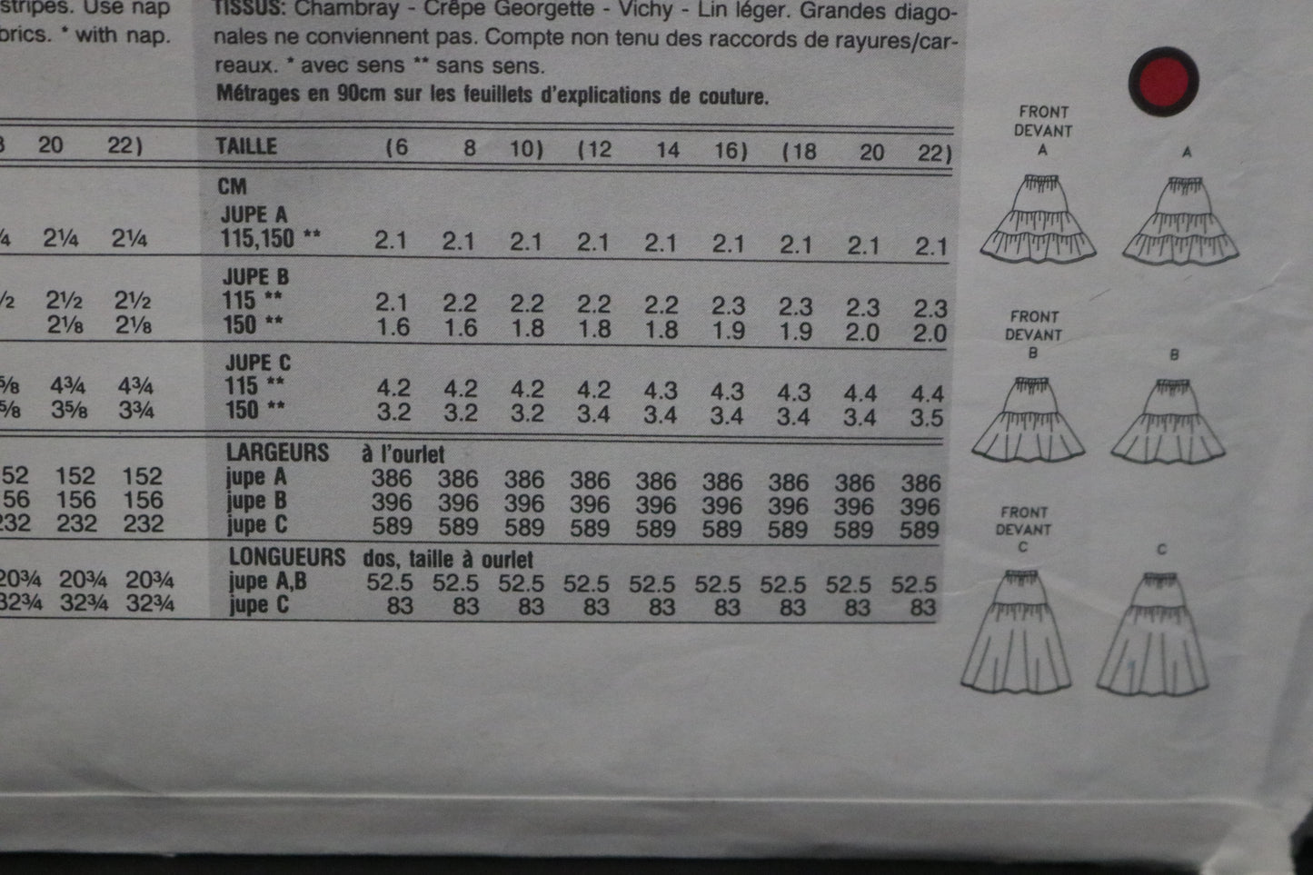 Vogue 8339 Misses Skirt Sewing Pattern  - UNCUT -  Size 6 8 10