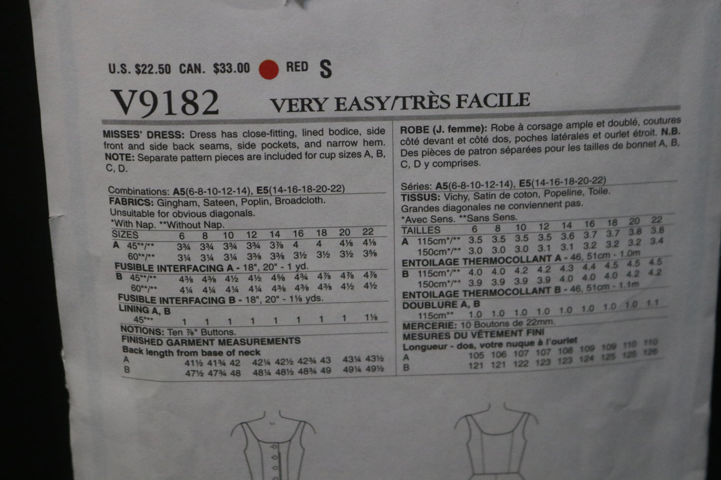 Vogue 9182 Misses Dress Sewing Pattern - UNCUT - Size 6 8 10 12 14