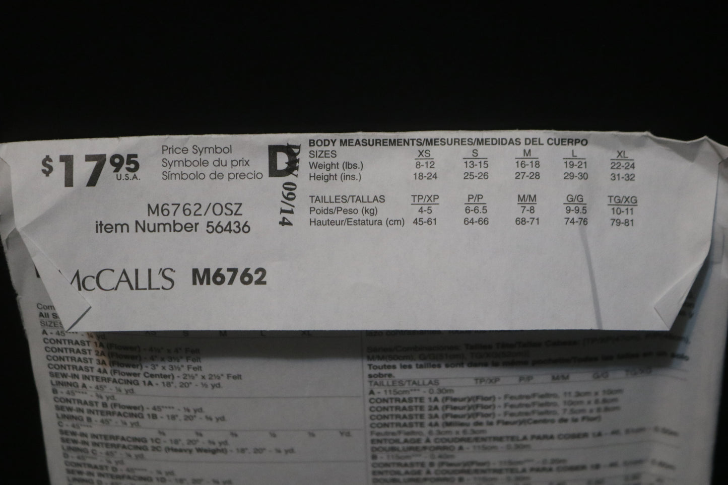 McCalls 6762 Infants / Toddlers Hats Sewing Pattern - UNCUT