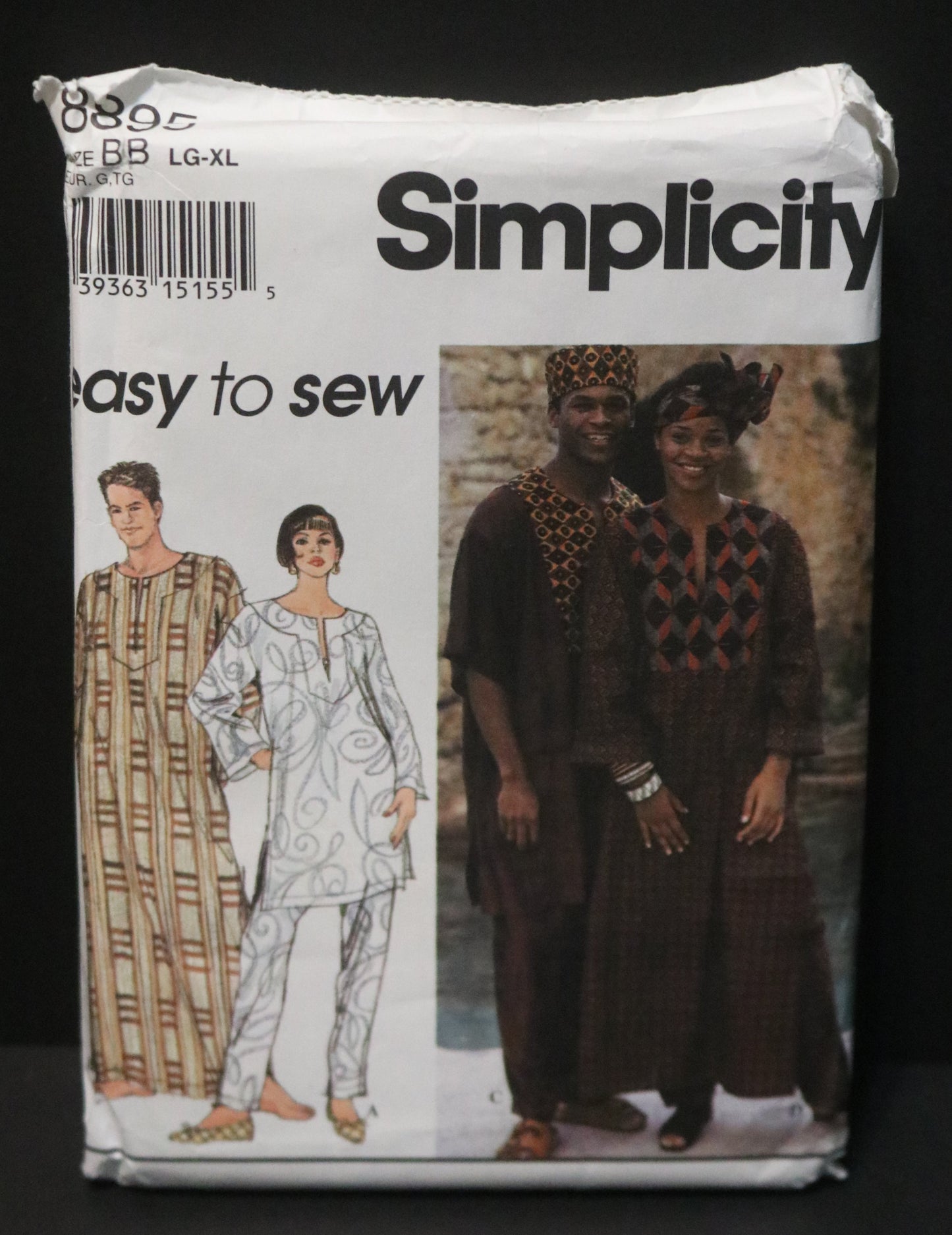 Simplicity 8895 Misses Mens or Teen Boys Caftan or Top Pants Hat and Headwrap Sewing Pattern UNCUT - Size Lg - XL