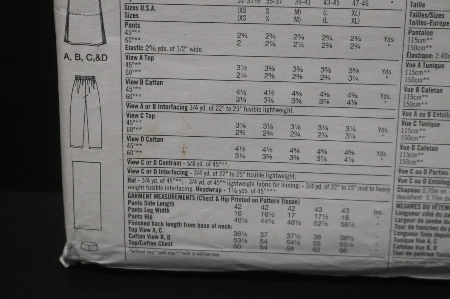 Simplicity 8895 Misses Mens or Teen Boys Caftan or Top Pants Hat and Headwrap Sewing Pattern UNCUT - Size Lg - XL