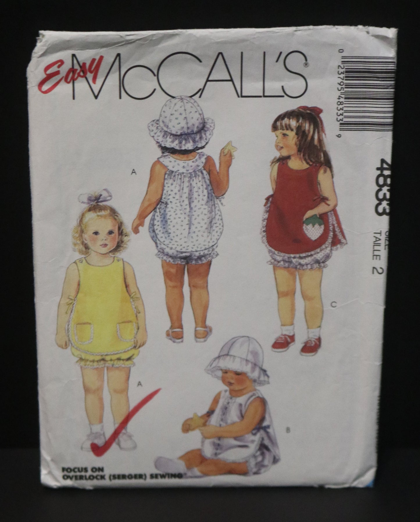 McCalls 4833 Toddlers Girls Top Bloomers and Hat Sewing Pattern - UNCUT Size 2