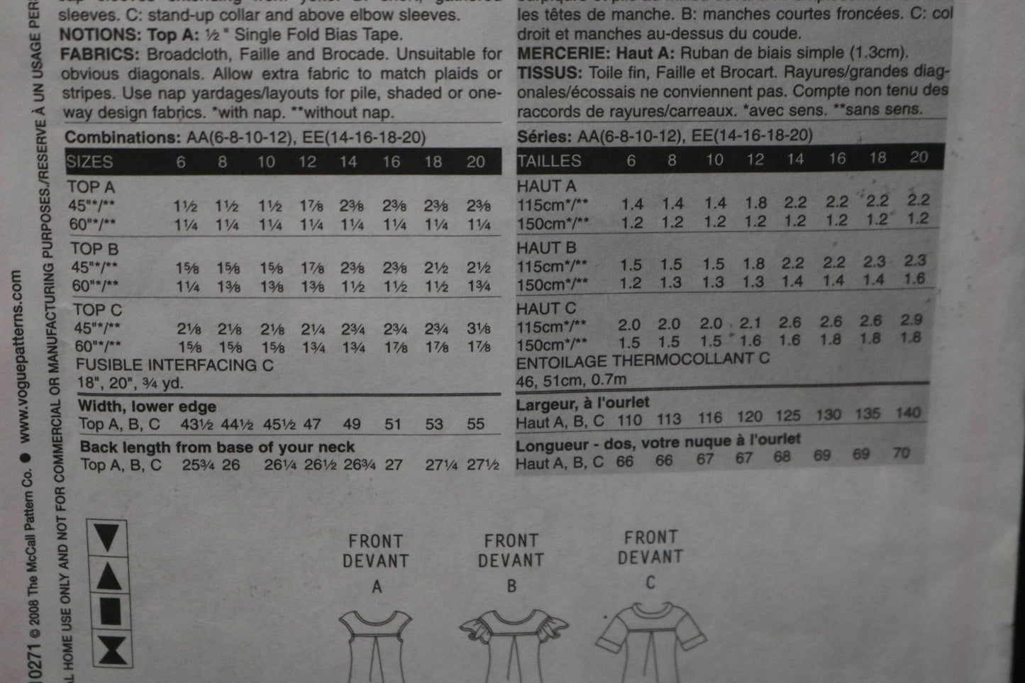 Vogue 8495 Misses/ Misses Petite Top Sewing Pattern - UNCUT - Size 6 8 10 12