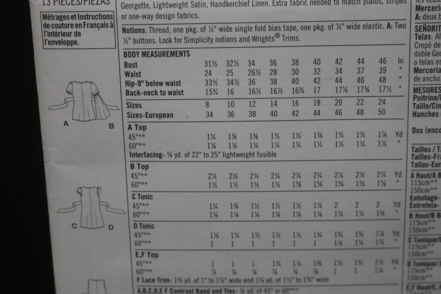 Simplicity 3750 Misses Tunic or Top with Sleeve Variations Sewing Pattern - UNCUT - Size 8 10 12 14 16