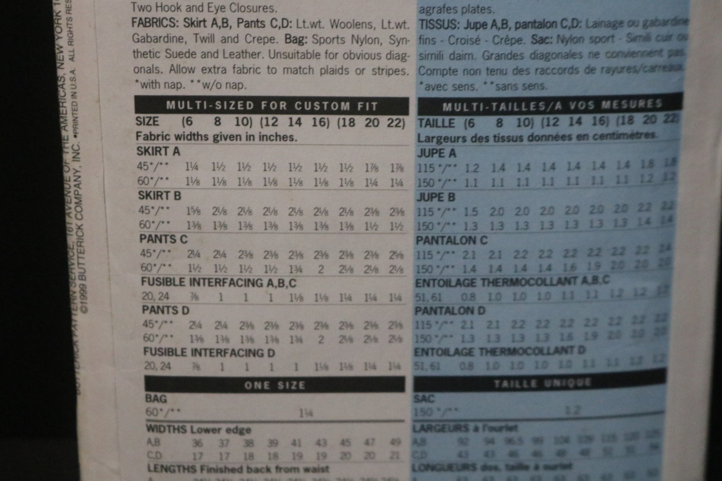 Butterick 6351 Misses Skirt Pants and Bag Sewing Pattern - UNCUT - Size 12 14 16