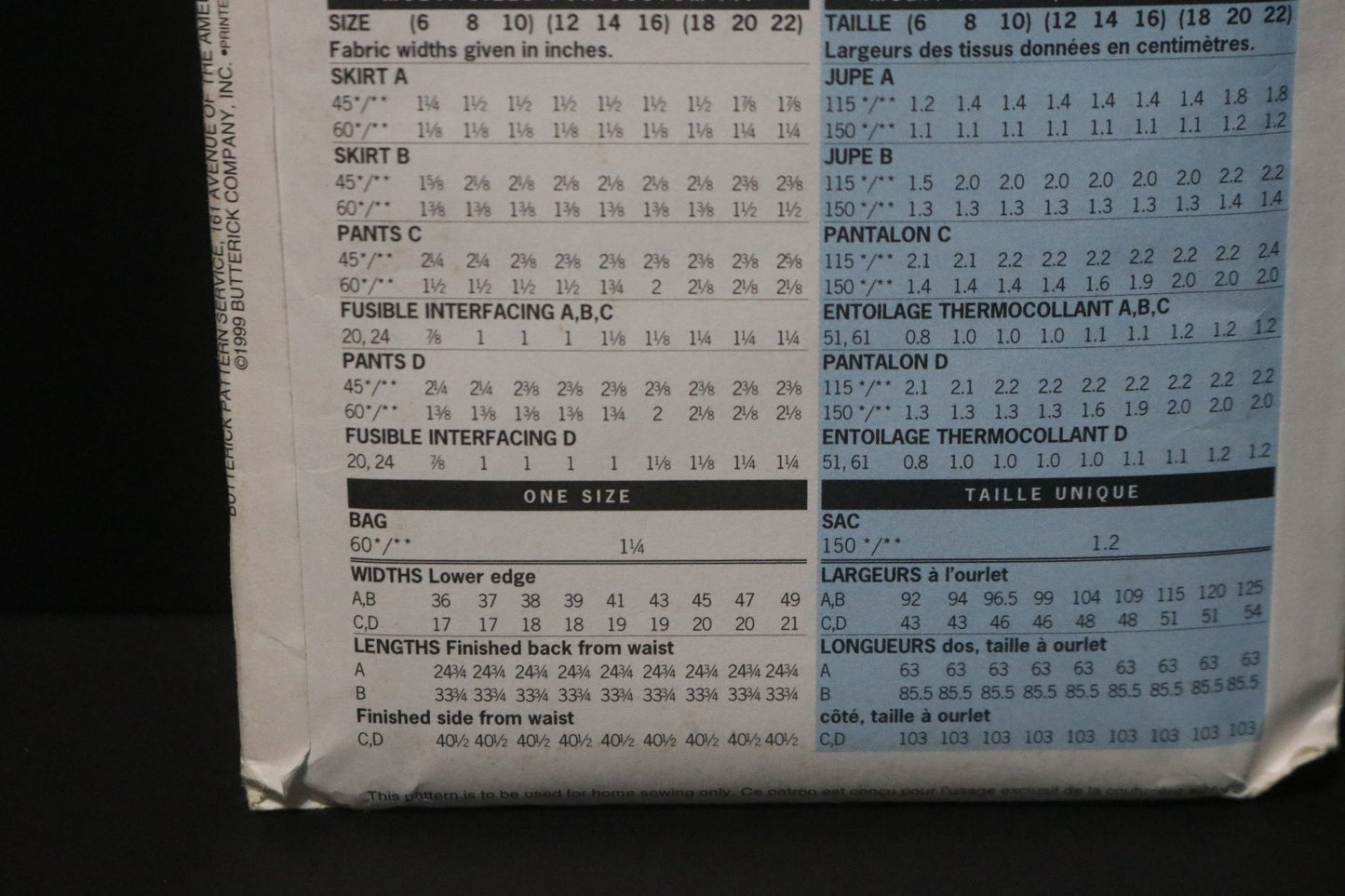 Butterick 6351 Misses Skirt Pants and Bag Sewing Pattern - UNCUT - Size 12 14 16