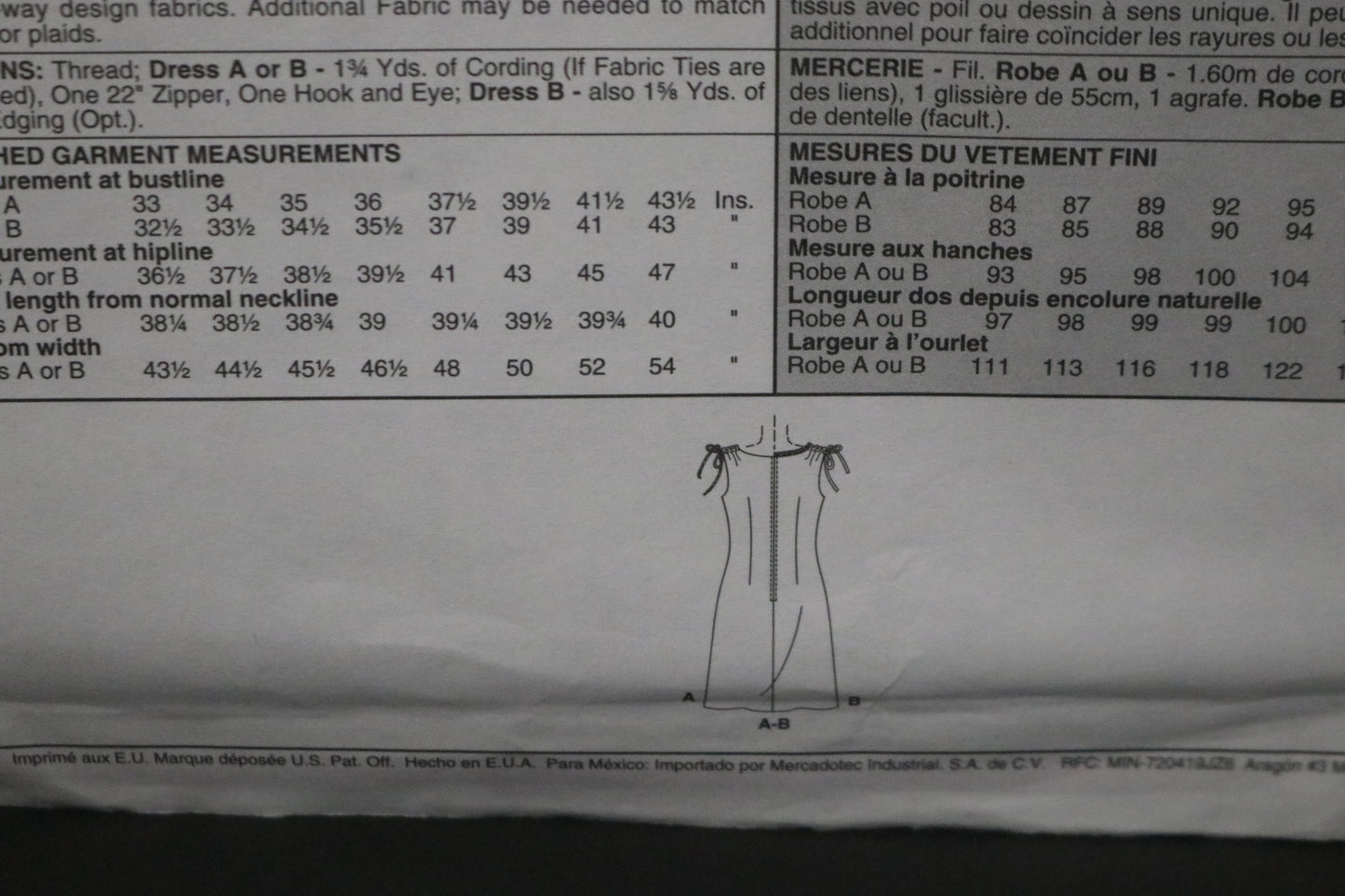 McCalls 3634 Misses / Miss Petite Bias Dresses Sewing Pattern - UNCUT - Size 12 14 16 18