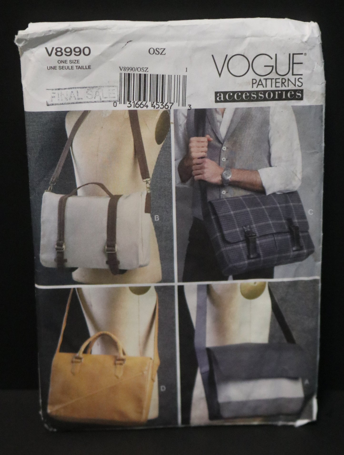 Vogue 8990 Messenger Bags Sewing Pattern - UNCUT