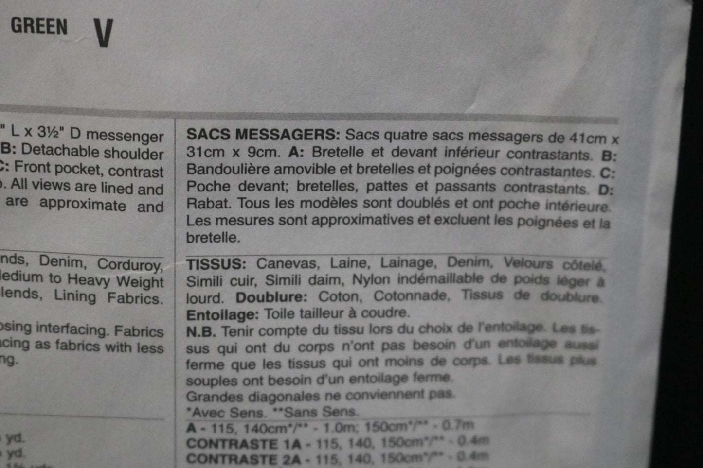 Vogue 8990 Messenger Bags Sewing Pattern - UNCUT