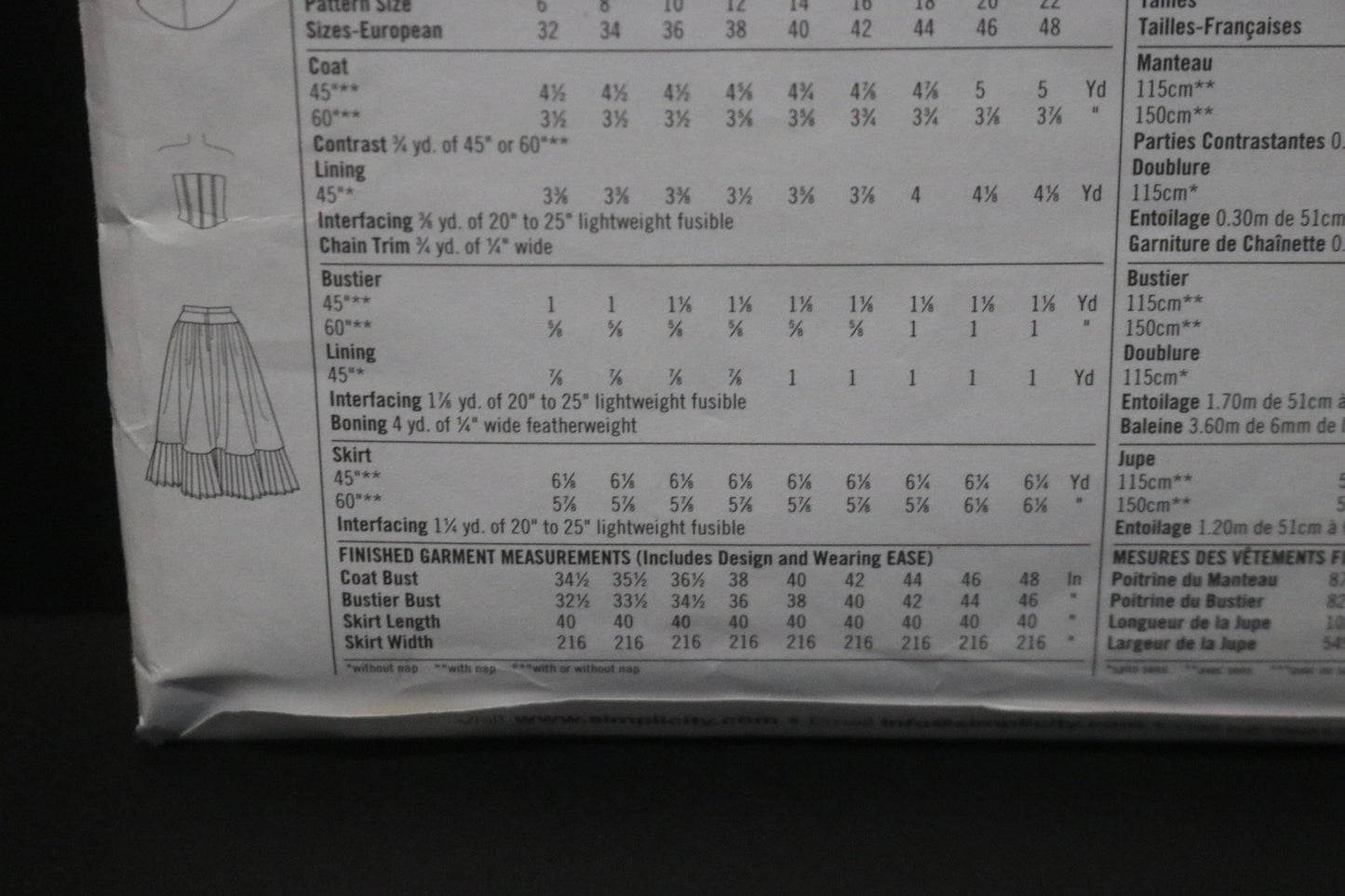 Simplicity 2172 Misses Steam Punk Victorian era styled coat, skirt and bustier Costumes Sewing Pattern UNCUT Size 14 16 18 20 22