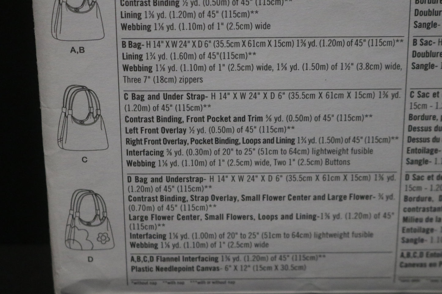 Simplicity 1932 Bags Sewing Pattern - UNCUT