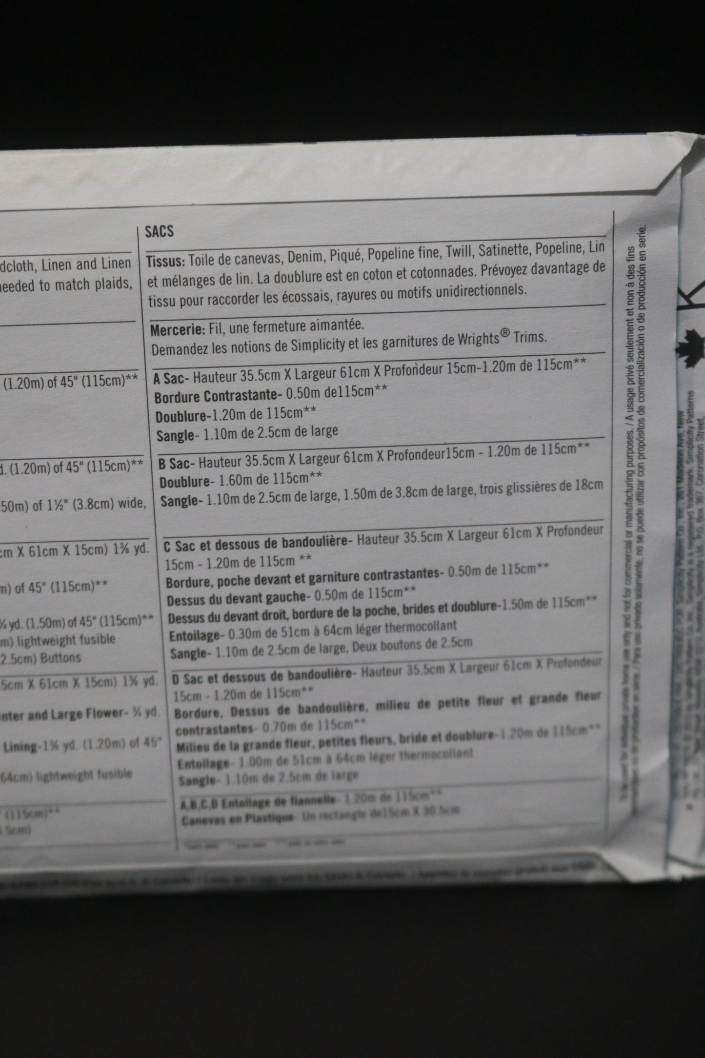 Simplicity 1932 Bags Sewing Pattern - UNCUT