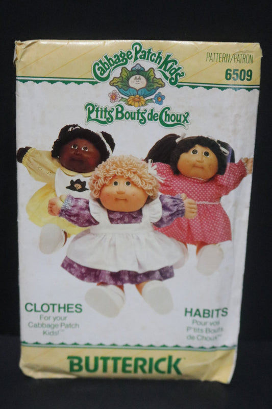 Butterick 6509 Cabbage Patch Kids Clothes Sewing Pattern - UNCUT