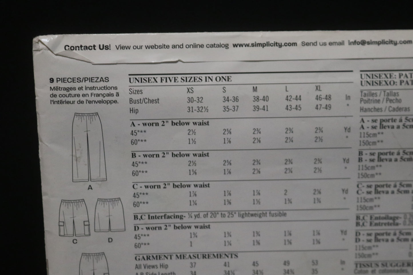 New Look 6951 Misses and Men's Pants Shorts and Capris Sewing Pattern - UNCUT - Size XS -XL