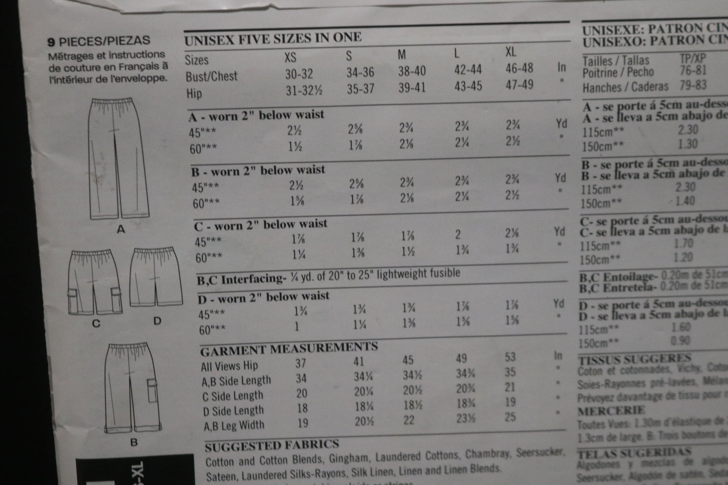New Look 6951 Misses and Men's Pants Shorts and Capris Sewing Pattern - UNCUT - Size XS -XL